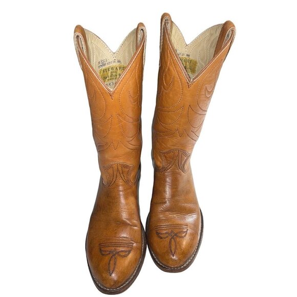Stewart Fine Vintage 1977 Mens Boots Size 7 Brown Handmade Cowboy Tucson Arizona main image 8